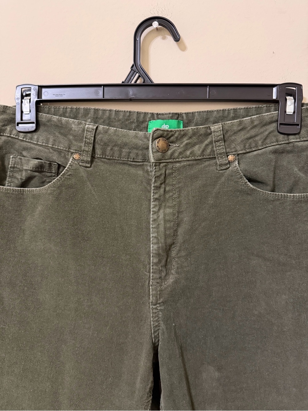 Dip Women’s Olive Green Slim Corduroy Jeans 14 soft cozy stretchy euc - Picture 3 of 8